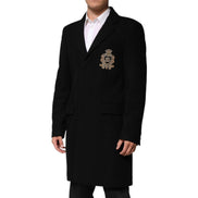 Dolce & Gabbana Black Heraldic Patch Single Breasted Blazer Jacket