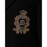Dolce & Gabbana Black Heraldic Patch Single Breasted Blazer Jacket