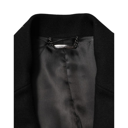 Dolce & Gabbana Black Heraldic Patch Single Breasted Blazer Jacket
