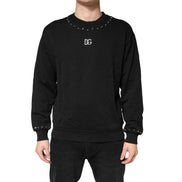 Dolce & Gabbana Black Embellished Cotton Sweatshirt