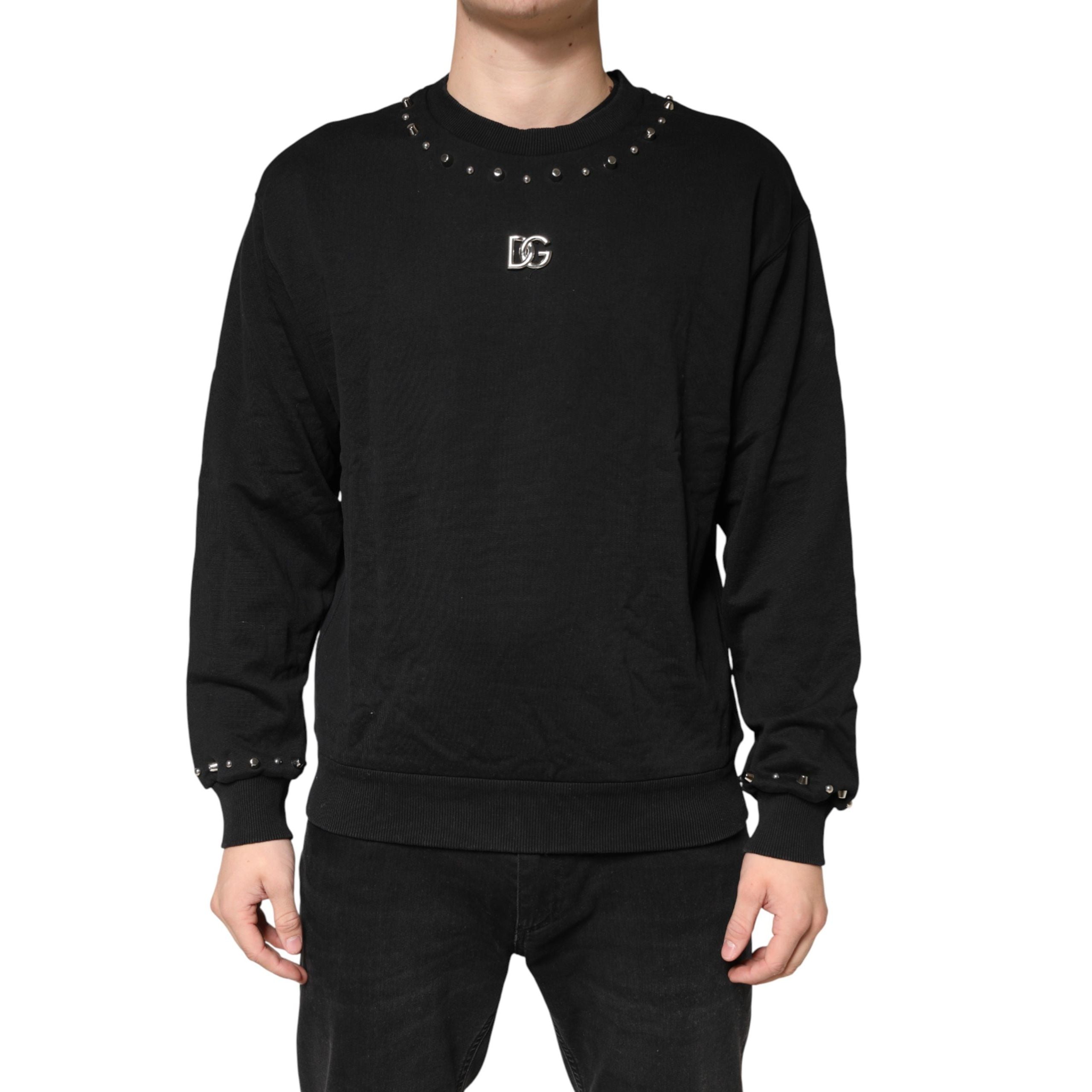 Dolce & Gabbana Black Embellished Cotton Sweatshirt