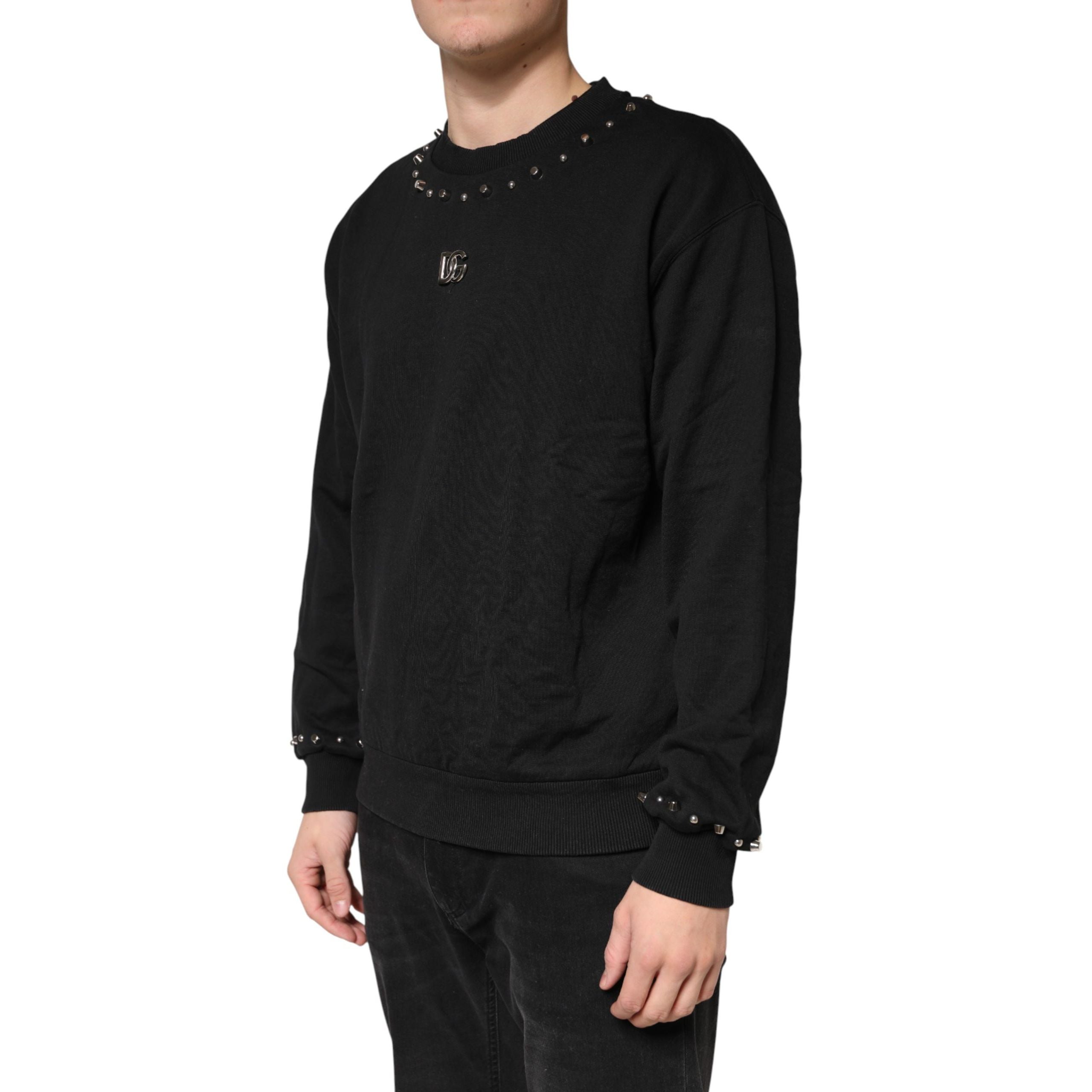 Dolce & Gabbana Black Embellished Cotton Sweatshirt