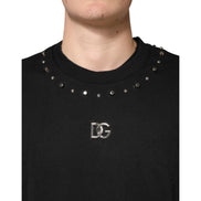 Dolce & Gabbana Black Embellished Cotton Sweatshirt