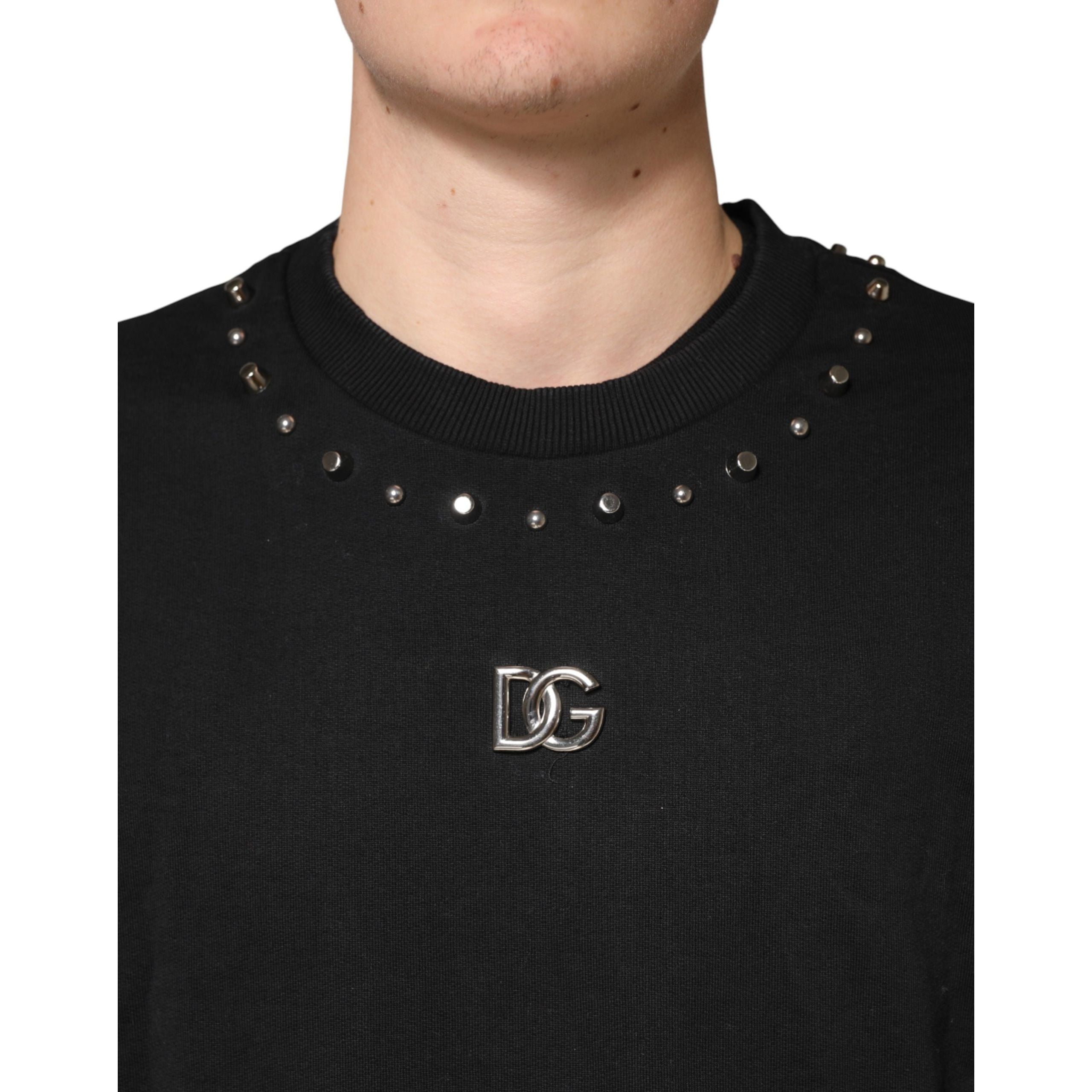 Dolce & Gabbana Black Embellished Cotton Sweatshirt