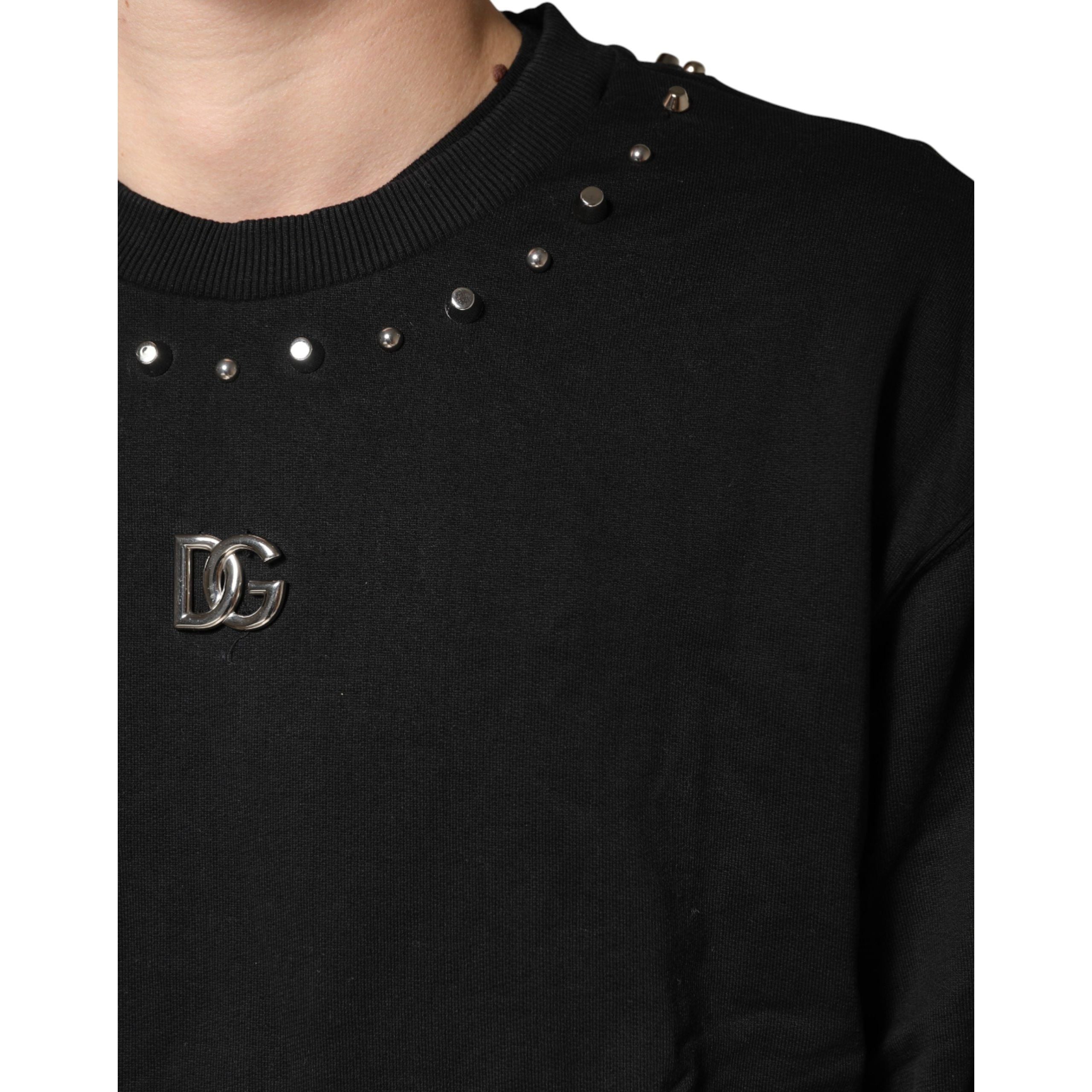 Dolce & Gabbana Black Embellished Cotton Sweatshirt