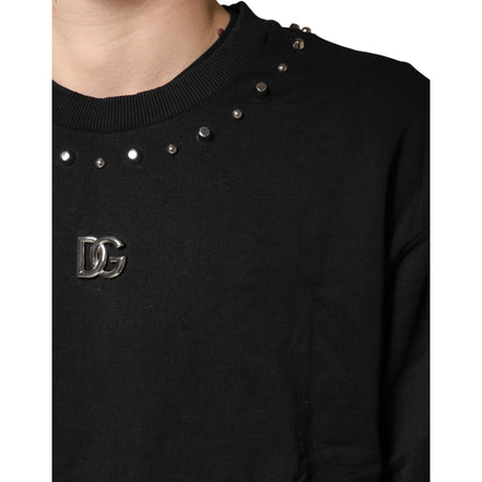 Dolce & Gabbana Black Embellished Cotton Sweatshirt