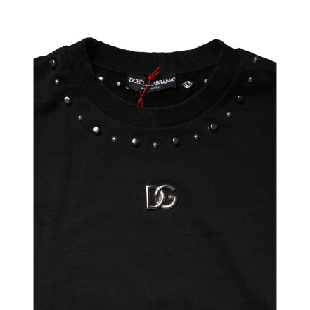 Dolce & Gabbana Black Embellished Cotton Sweatshirt