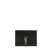 Saint Laurent Black  Leather Wallet - Matelassé Cardholder