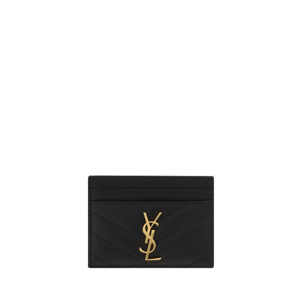 Saint Laurent Black  Leather Wallet - Matelassé Cardholder