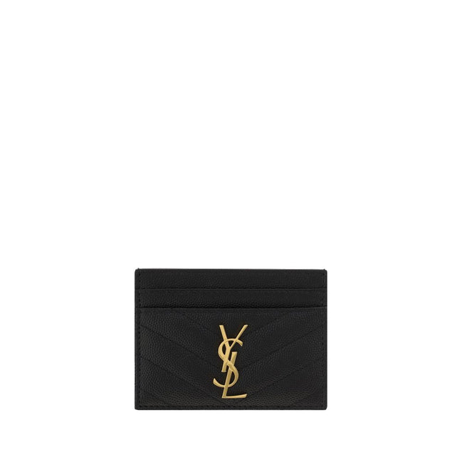 Saint Laurent Black  Leather Wallet - Matelassé Cardholder
