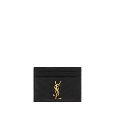 Saint Laurent Black  Leather Wallet - Matelassé Cardholder