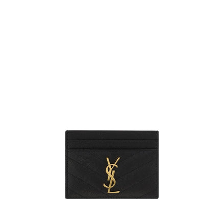 Saint Laurent Black  Leather Wallet - Matelassé Cardholder