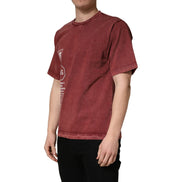 Tricou cu mânecă scurtă, guler rotund, Dolce & Gabbana, imprimat, grena