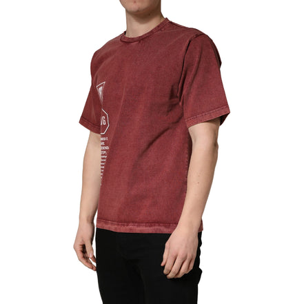 Tricou cu mânecă scurtă, guler rotund, Dolce & Gabbana, imprimat, grena