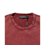 Tricou cu mânecă scurtă, guler rotund, Dolce & Gabbana, imprimat, grena