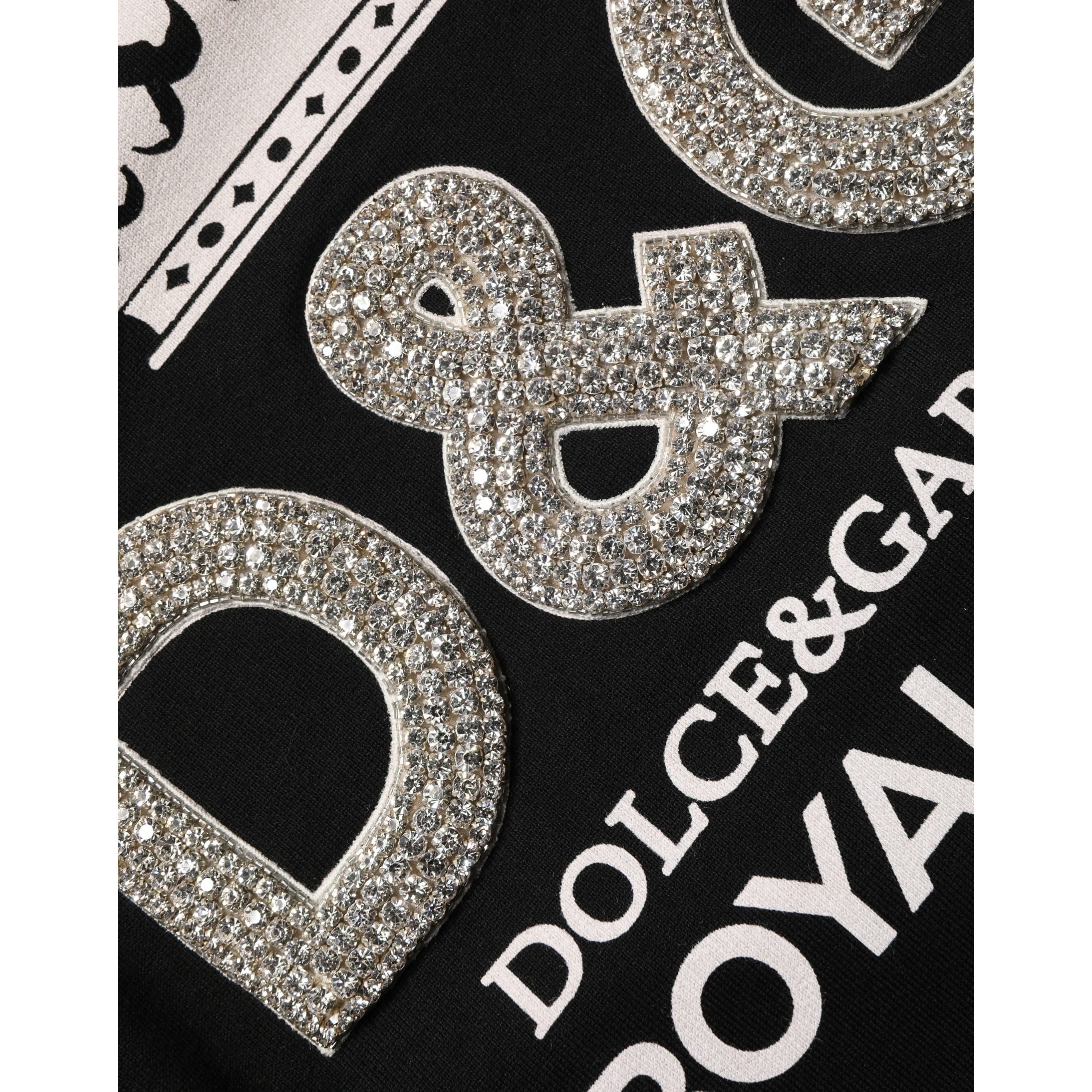 Bluză de molton din bumbac Dolce & Gabbana neagră, cu aplicații