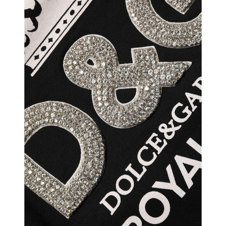 Bluză de molton din bumbac Dolce & Gabbana neagră, cu aplicații