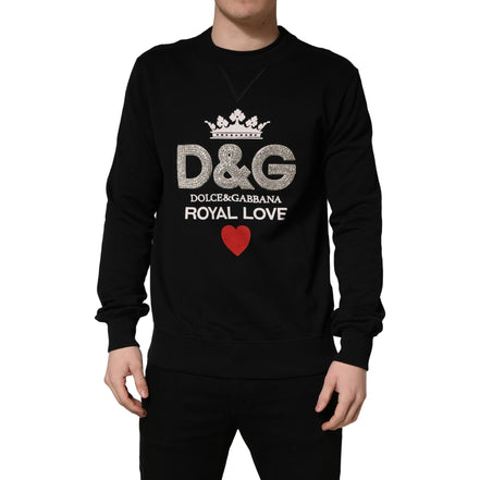 Bluză de molton din bumbac Dolce & Gabbana neagră, cu aplicații