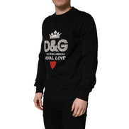 Bluză de molton din bumbac Dolce & Gabbana neagră, cu aplicații