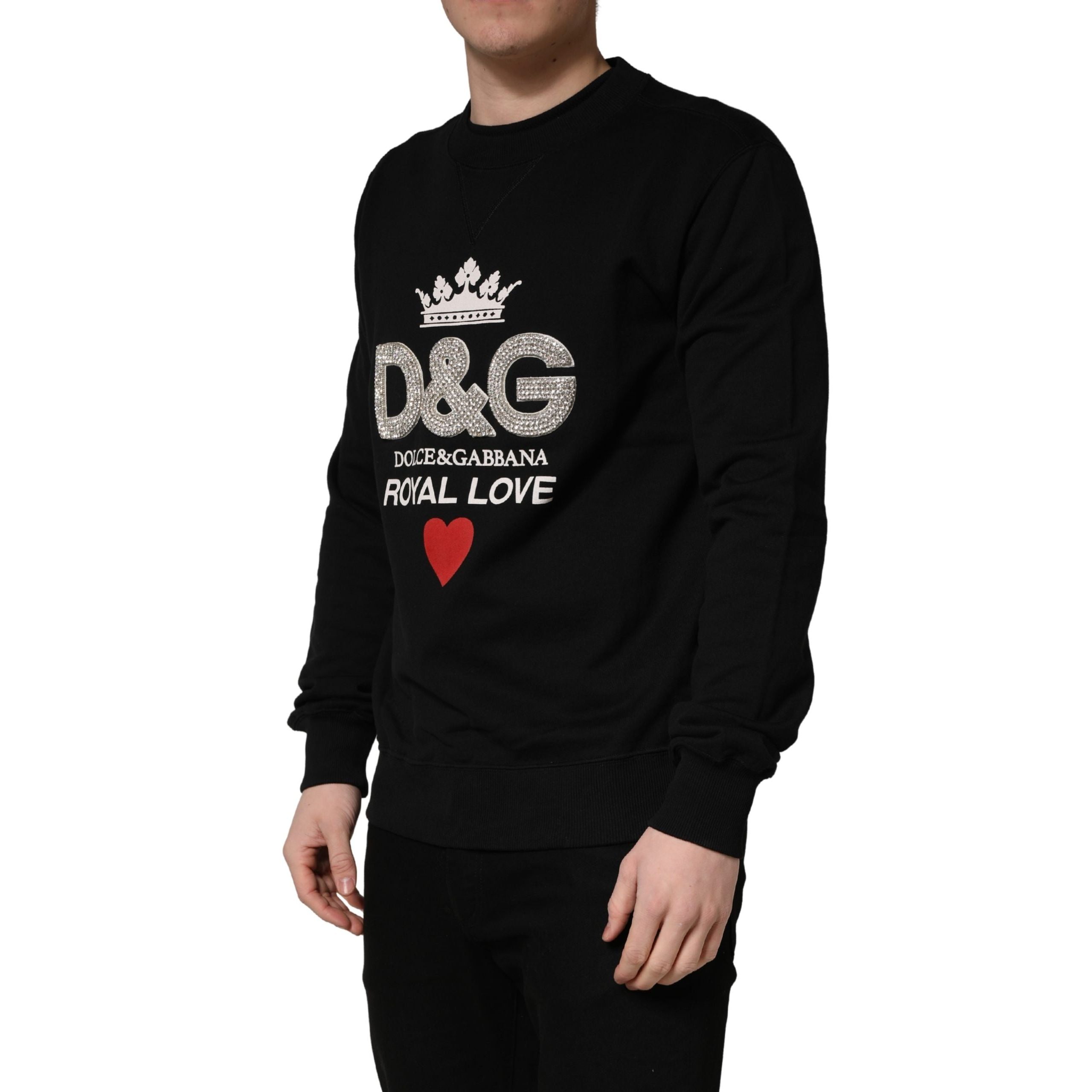 Bluză de molton din bumbac Dolce & Gabbana neagră, cu aplicații