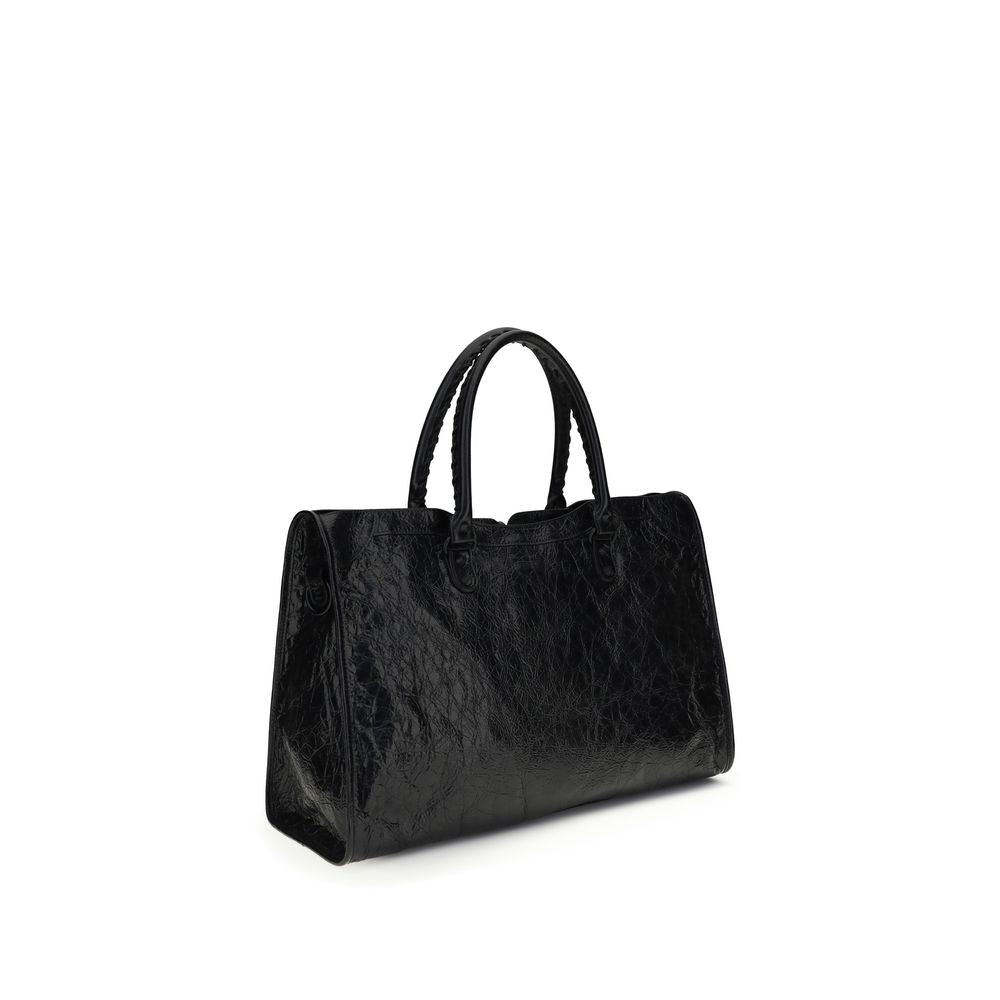 Geantă de umăr Balenciaga neagră din piele de miel Le City