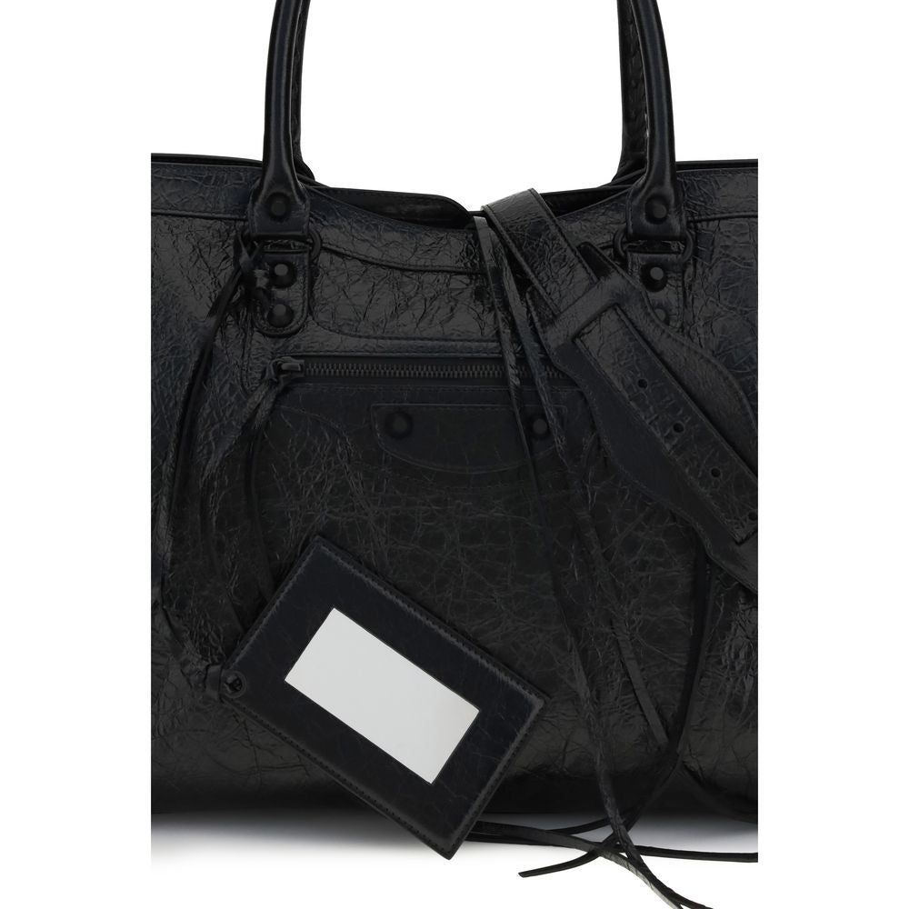 Geantă de umăr Balenciaga neagră din piele de miel Le City