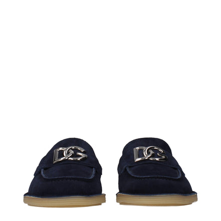 Dolce & Gabbana Blue Leather Slip-On Loafers