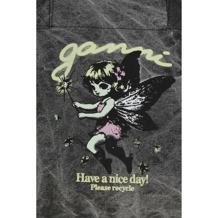 Ganni Gray Recycled Cotton Shoulder Bag
