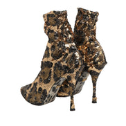 Ghete până la gleznă Dolce & Gabbana Gold Leopard Sequin Sock