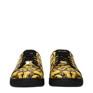 Sneakers Versace negre din piele, cu talpă groasă