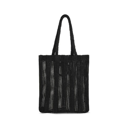 PINKO Black Easy Tote Raffia Bag