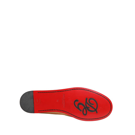 Mocasini slip-on din piele bej cu ciucuri Dolce & Gabbana