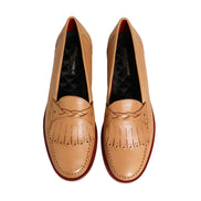 Mocasini slip-on din piele bej cu ciucuri Dolce & Gabbana