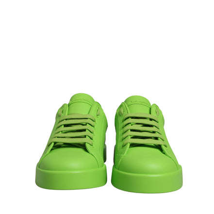 Dolce & Gabbana Green Leather Portofino Low Top Sneakers