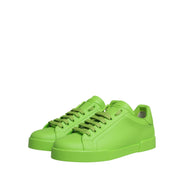 Dolce & Gabbana Green Leather Portofino Low Top Sneakers