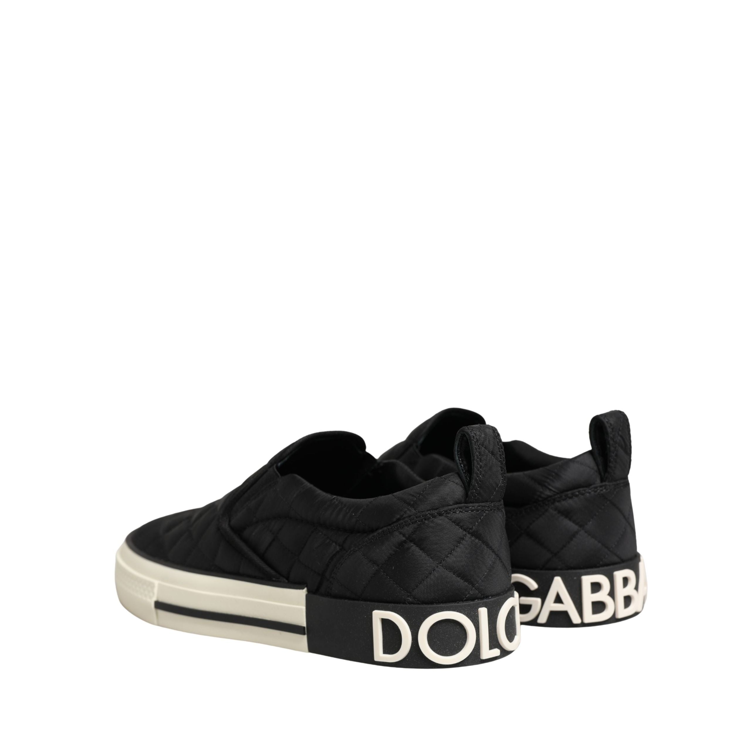 Dolce & Gabbana Black Quilted Slip On Low Top Sneakers