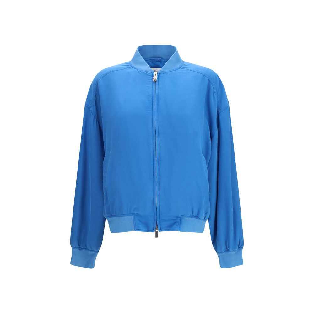 Versace Geacă Bomber Albastră din Mătase