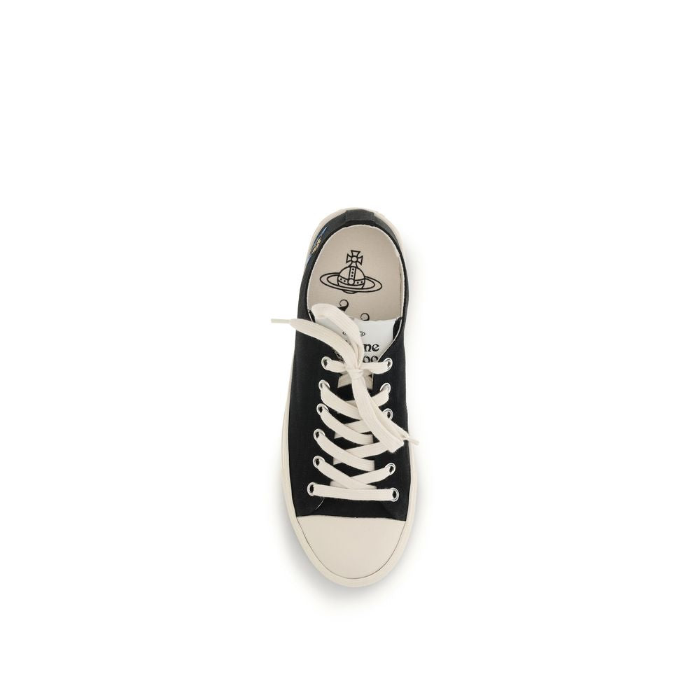 Sneakers low top Vivienne Westwood negri din material textil