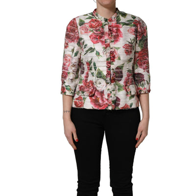 Dolce & Gabbana Multicolor Peony Print Coat Jacket