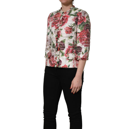 Dolce & Gabbana Multicolor Peony Print Coat Jacket