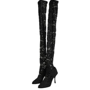 Dolce & Gabbana Black Taormina Lace Socks Boots