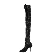 Dolce & Gabbana Black Taormina Lace Socks Boots