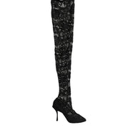 Dolce & Gabbana Black Taormina Lace Socks Boots