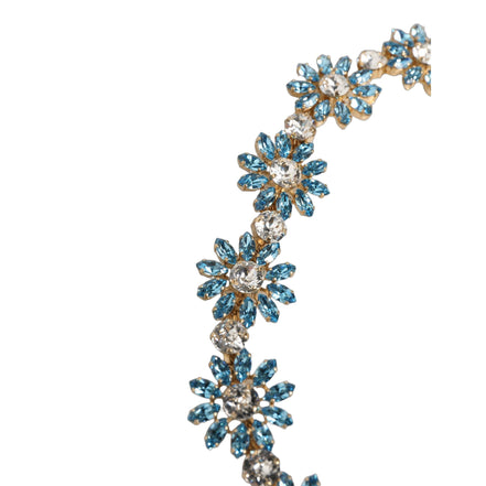 Dolce & Gabbana Green Leather Daisy Crystal Embellished Waist Belt