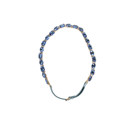 Dolce & Gabbana Blue Leather Crystal Chain Embellished Belt