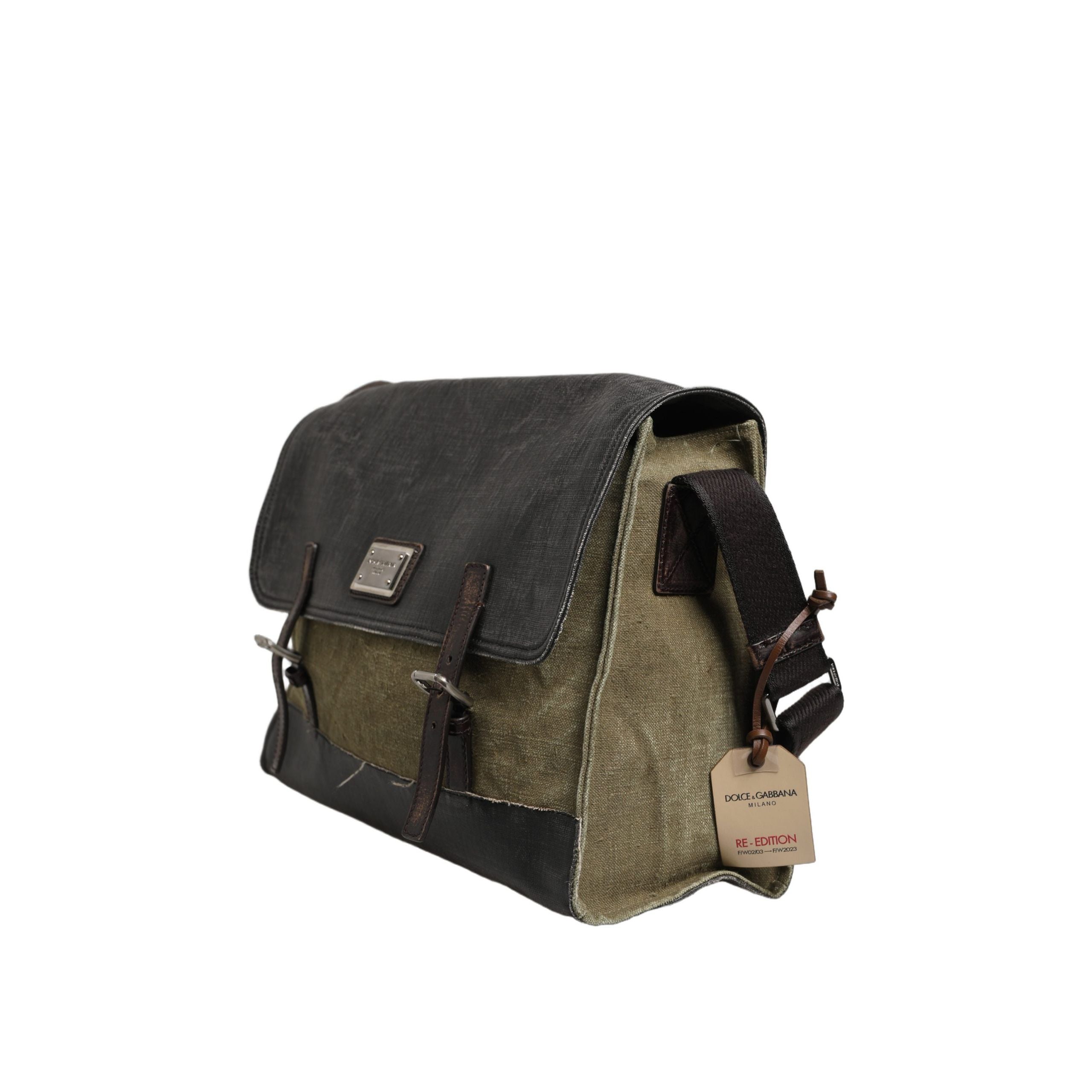 Dolce & Gabbana Military Green Two Tone Messenger Shoulder Bag