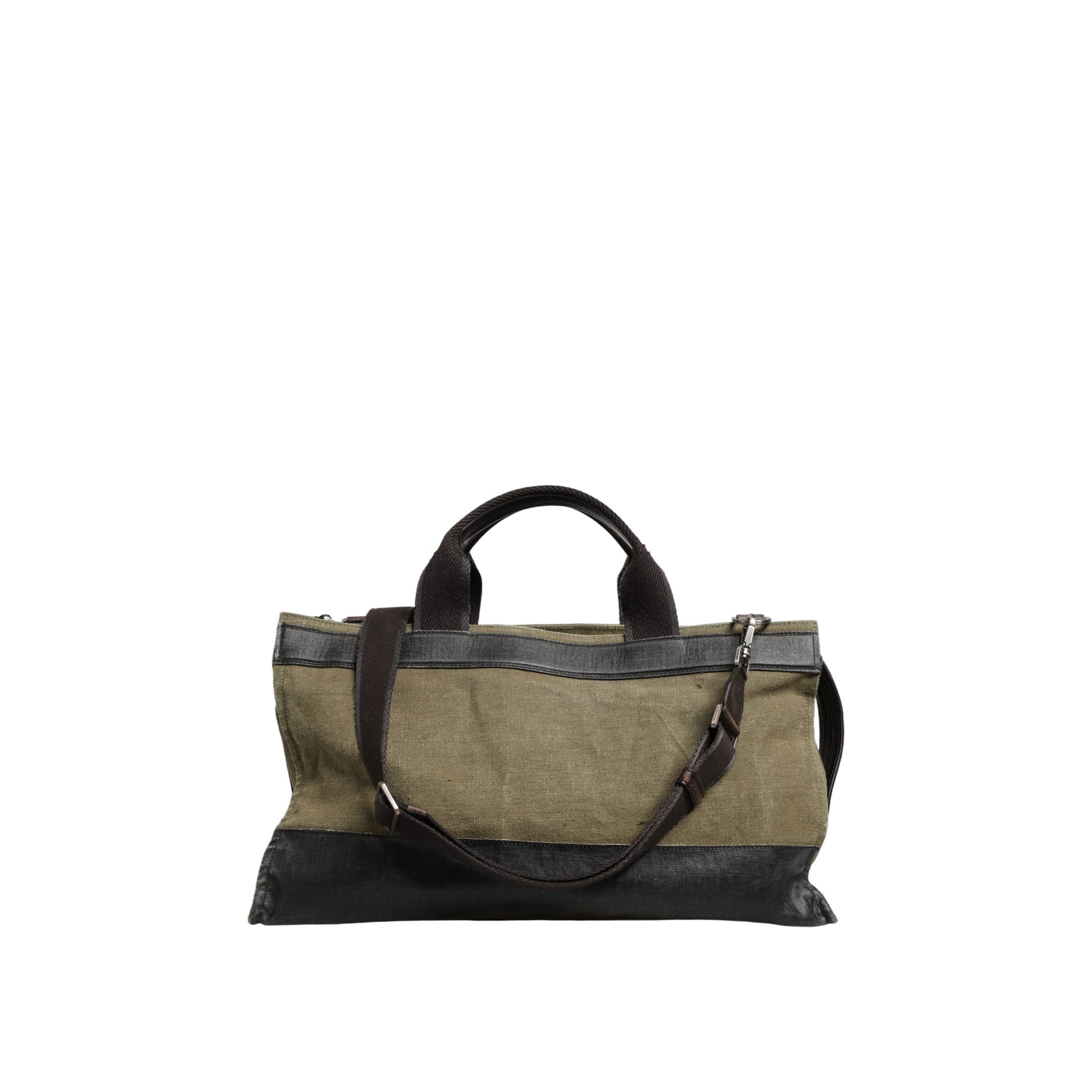 Dolce & Gabbana Military Green Two Tone Tote Duffel Shoulder Bag