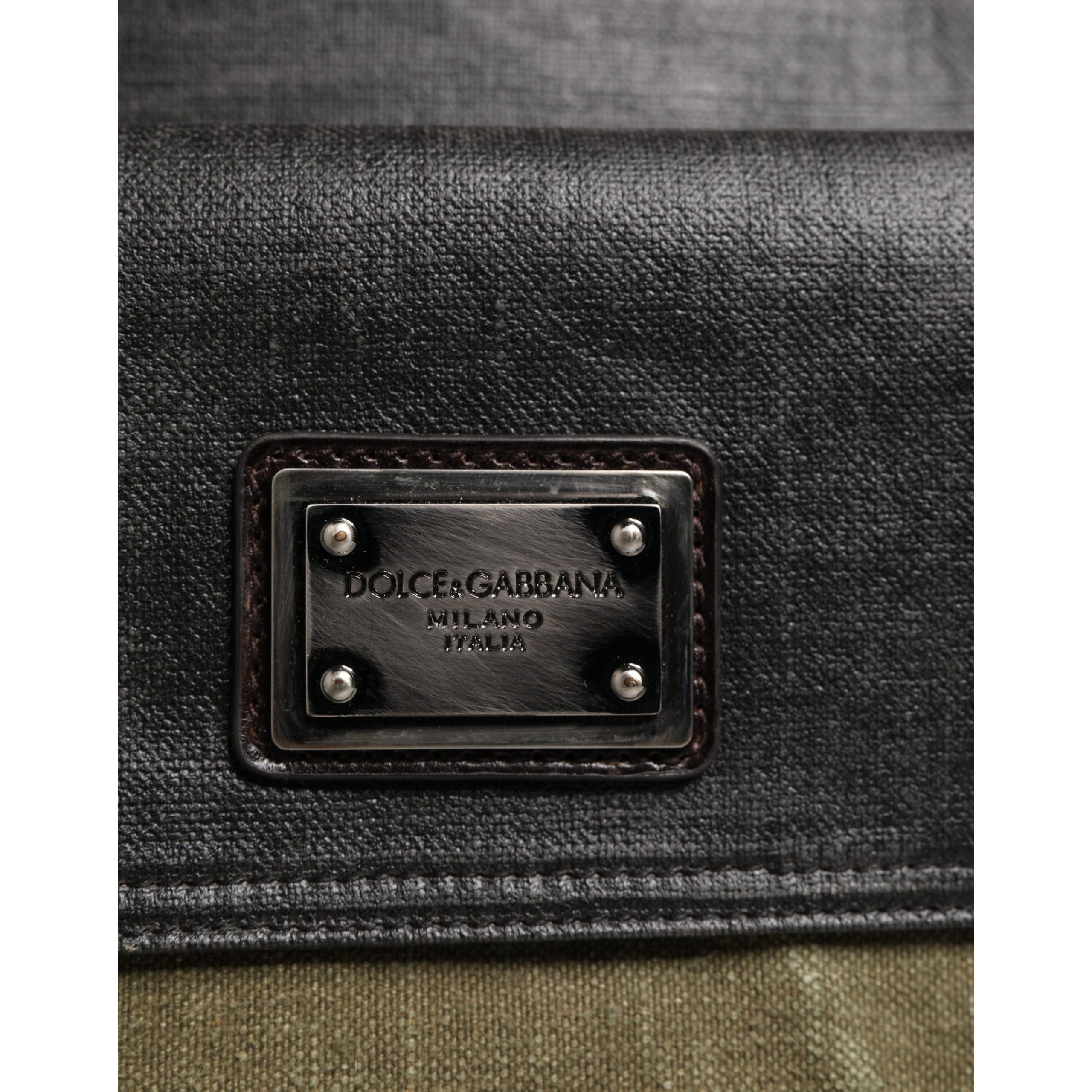 Dolce & Gabbana Military Green Two Tone Tote Duffel Shoulder Bag