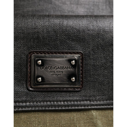 Dolce & Gabbana Military Green Two Tone Tote Duffel Shoulder Bag