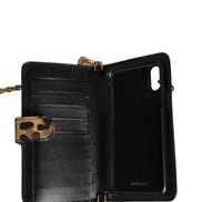 Dolce & Gabbana Husă Flip Cover Maro Leopard cu Cristale iPhone X - XS